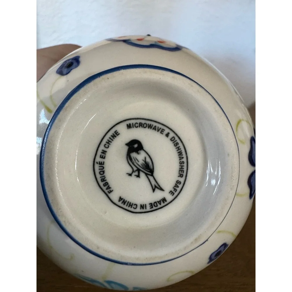 Anthropologie Floral Ceramic Sugar Bowl with Spoon NO LID Floral‎ Design
